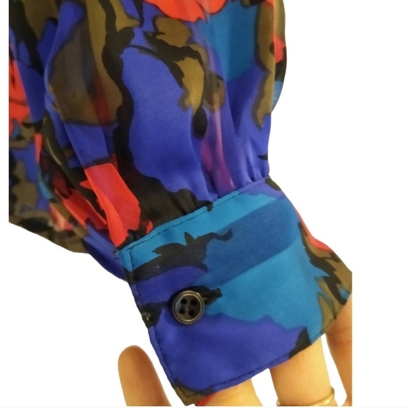 Vtg Mock Neck Blouse - Picture 5 of 8